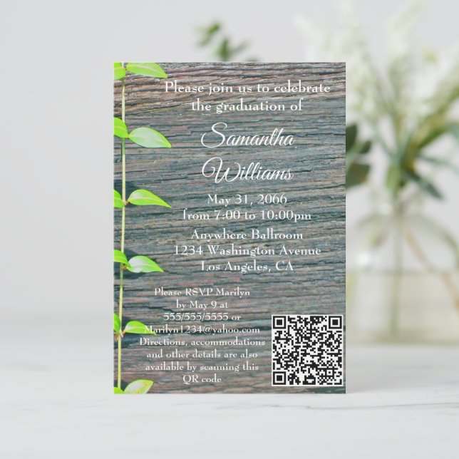 Carte Graduation Party Invitation, Rustic Boards Card (Debout devant)