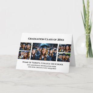 Carte Graduation personnalisée 5 photo collage blanc noi