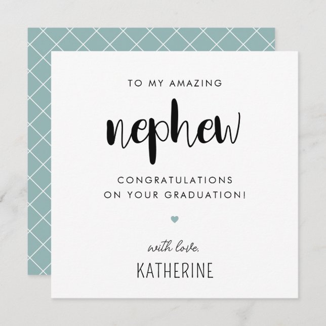 Carte Graduation personnalisée moderne et jolie Nephew (Devant / Derrière)