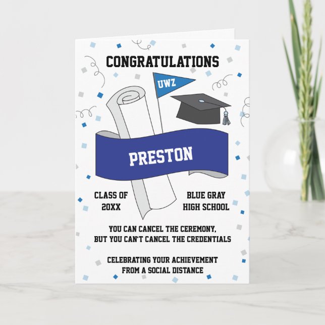 Carte Graduation Quarantine Social Espaccing Custom (Devant)