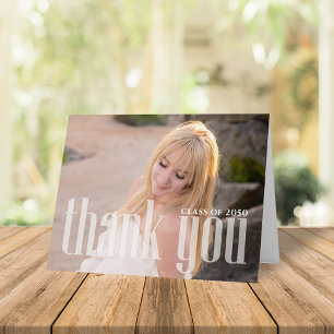 Carte Graduation Simple Merci Minimaliste Trois photos