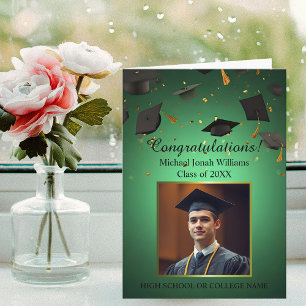 Carte Graduations flottantes Casquettes Confetti Photo s