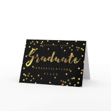 Gradué Faux Gold Foil Confetti Noir