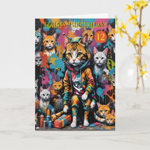 Carte Graffiti Artiste Légende Chat 12 ans Anniversaire