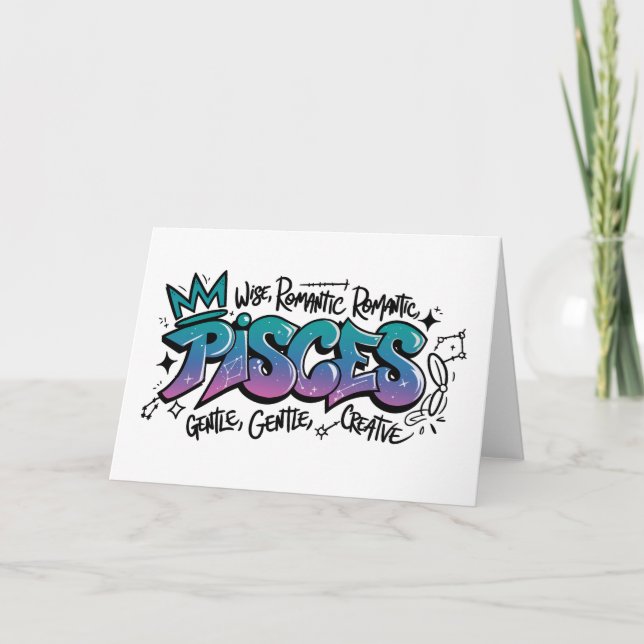 Carte Graffiti du zodiaque Poissons  (Devant)