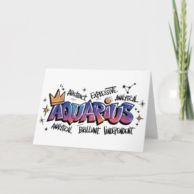 Carte Graffiti du zodiaque Verseau  (Devant)