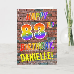 Carte Graffiti Inspiré arc-en-ciel Look HAPPY 83E ANNIVE