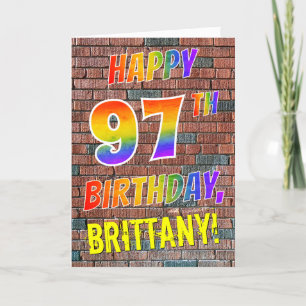 Carte Graffiti Inspiré arc-en-ciel Look HAPPY 97E ANNIVE