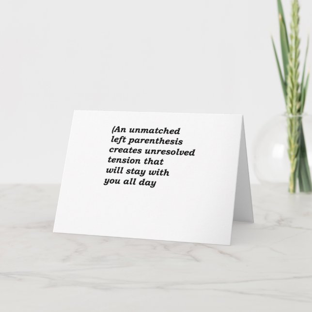 Carte Grammaire anglaise amusante - Parenthèse inégalée (Devant)