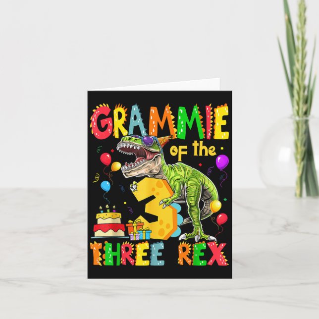 Carte Grammie Des Trois Rex 3e Anniversaire Dinosaur (Devant)