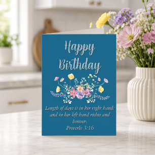 Carte Grand anniversaire maman bleu floral texte scriptu