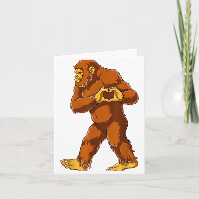 Carte Grand cœur de Bigfoot Mains Drôle de Sasquatch Ama (Devant)