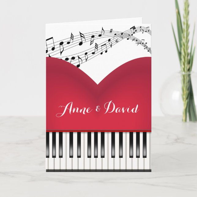 Carte Grand Coeur De Piano Musical Pour Anniversaire (Devant)