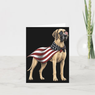 Carte Grand Danois 4 juillet drapeau américain chien