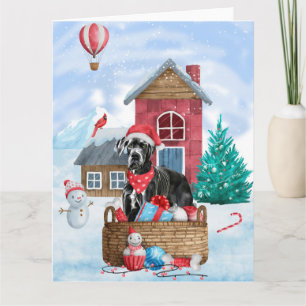 Carte Grand Danois dans la maison de Noël enneigée 