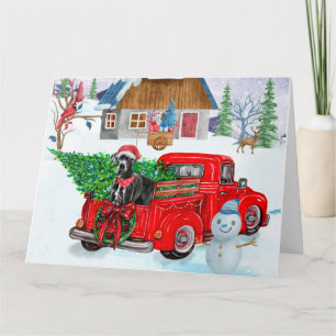 Carte Grand Danois dans un camion de livraison de Noël s