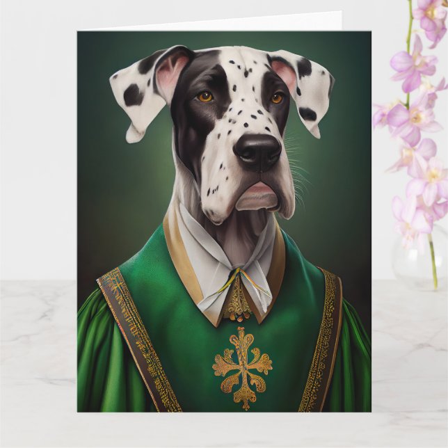 Carte Grand Danois en robe de la Saint-Patrick (Orchidée)