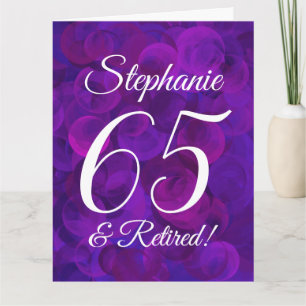 Carte Grand Élégant Violet 65 Bonne retraite
