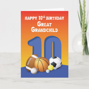 Carte Grand-Enfant, Garçon 10e anniversaire des balles d