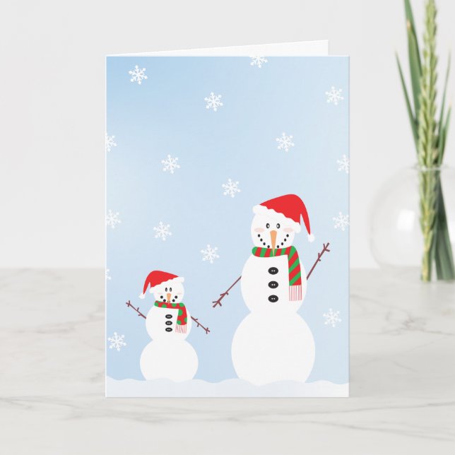 Carte Grand Et Petit Snowman Joyeux Noël (Devant)