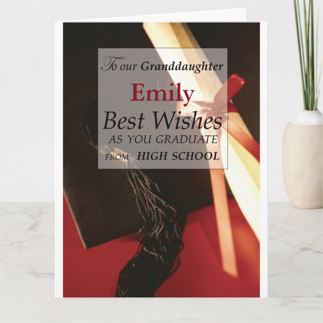 Carte Grand-fille Nom personnalisé, Emily, Lycée (Devant)