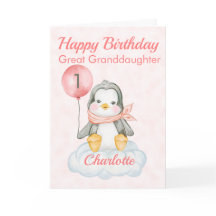 Grand-fille Penguin Joyeux 1er anniversaire