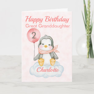 Carte Grand-fille Penguin Joyeux 2e anniversaire