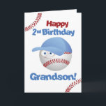 Carte Grand-fils 2e anniversaire Funny Baseball Face<br><div class="desc">Célébrez les deux adorables avec notre carte de baseball ludique. Les lettres rebondissantes et le joyeux visage de baseball ont donné le ton pour une journée joyeuse. Parfait pour votre petit salope à son deuxième anniversaire !</div>