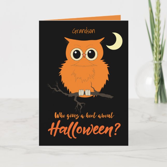Carte Grand-fils Halloween qui donne un Humour de Chouet (Devant)