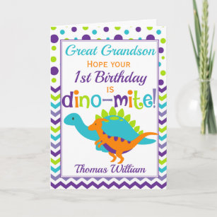 Carte Grand-fils premier anniversaire Dinosaur Dino-Mite