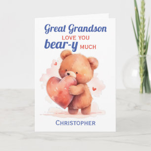 Carte Grand-fils Valentines Jour Teddy Coeur de l'ours