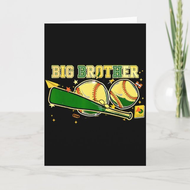 Carte Grand frère bébé frère garçon maternité baseball B (Devant)