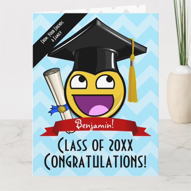 Carte Grand Géant Superbe Graduation Visage Personnalisé (Devant)