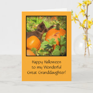 Carte Grand grand-fille Halloween avec Cute Kitty