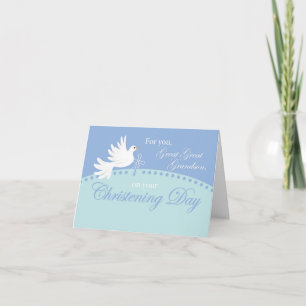Carte Grand grand grand-fils Christening Dove on Blue