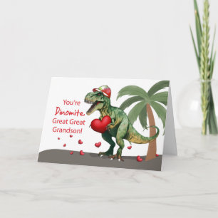 Carte Grand grand grand-fils Valentine Dinosaur Coeurs C