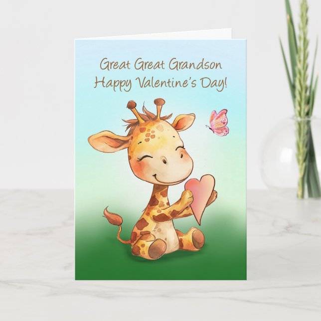 Carte Grand Grand Grand Petit-fils Valentine mignonne Bo (Devant)