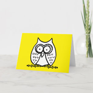 Carte Grand Hibou de Dessin Animé Drôle aux Yeux Big Jau