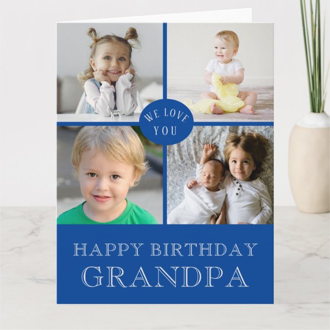 Carte Grand Joyeux Anniversaire Grand-père Blue Photo Co (Devant)