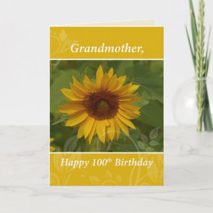 Carte Grand-mère 100e année tournesol Joyeux anniversair