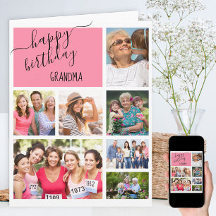 Carte Grand-mère 7 Collage de photos Rose Anniversaire p