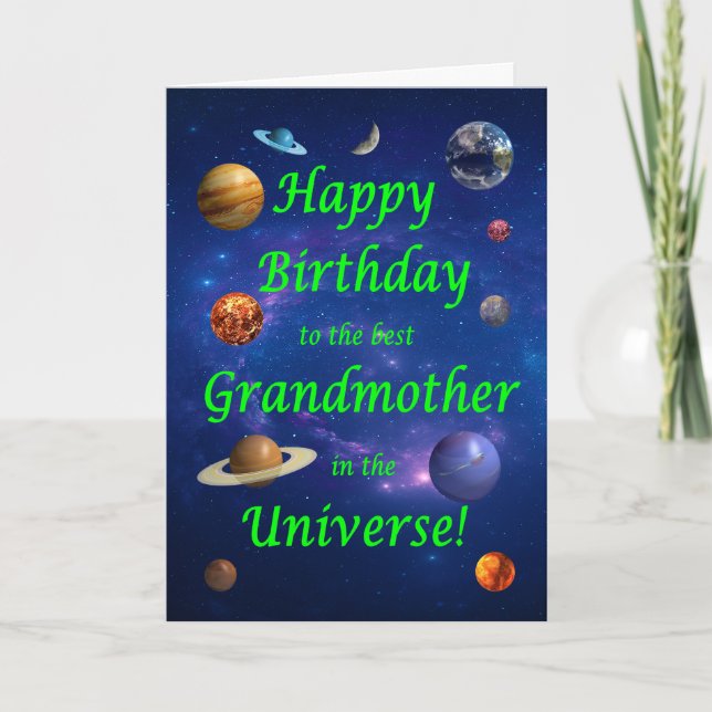 Carte Grand-mère Anniversaire meilleur dans l'univers (Devant)