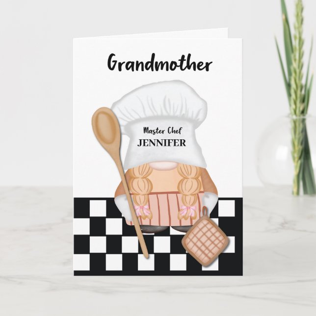 Carte Grand-mère Anniversaire Whimsical Gnome Chef Cuisi (Devant)