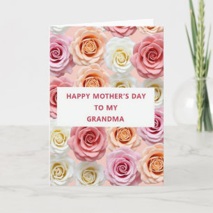 Carte Grand-mère aux Roses Pastel
