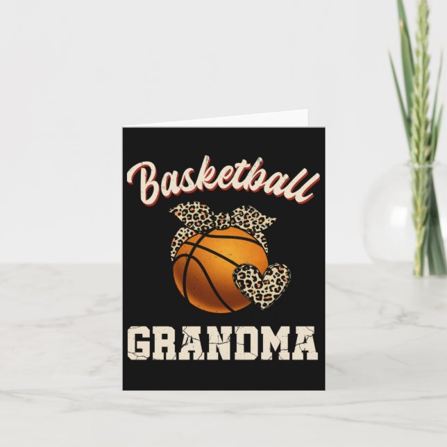 Carte Grand-mère basket Léopard Joueuse de basket-ball (Devant)
