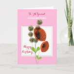 Carte Grand-mère Birthday<br><div class="desc">A very pretty floral card with an illustration of wild red poppies on a pink and white background, a lovely choice for a nature lover. Shown here as grandmother and happy birthday but all is editable so you can change it to suit d'occasion and any person, recherche as daughter, mother,...</div>
