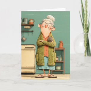 Carte Grand-mère charmante et son chat