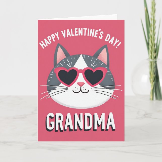 Carte Grand-mère Chat au Cœur (Devant)