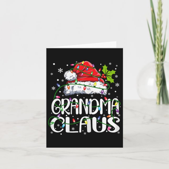 Carte Grand-mère Claus Feux de Noël Pyjama Match de fami (Devant)