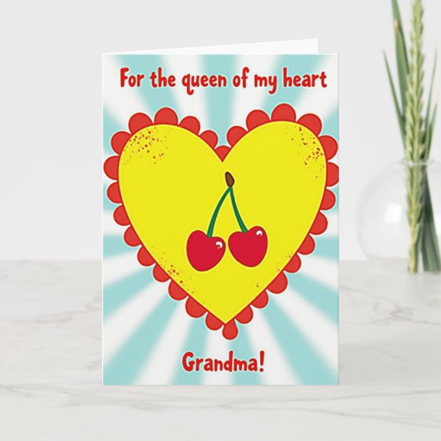 Carte Grand-mère Cœur Jaune (Devant)